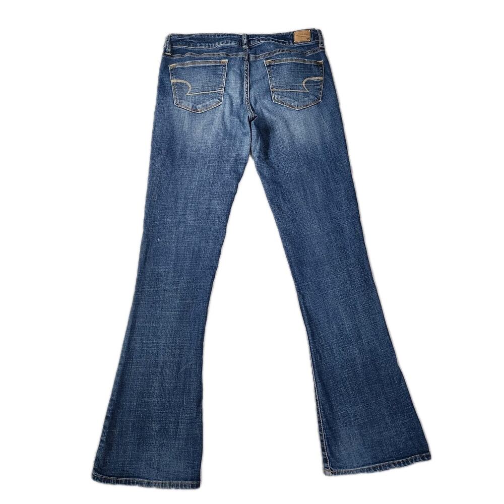 American Eagle Skinny Kick Jeans Bootcut Low Rise Dark Wash Denim Womens Size 10 - Picture 2 of 11